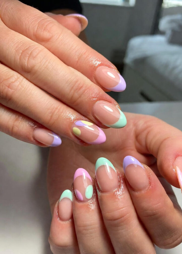 Pastel French Tips with a Modern Spring Feel nails