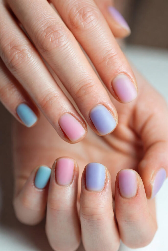Minimal Pastel Mix on Short Nails